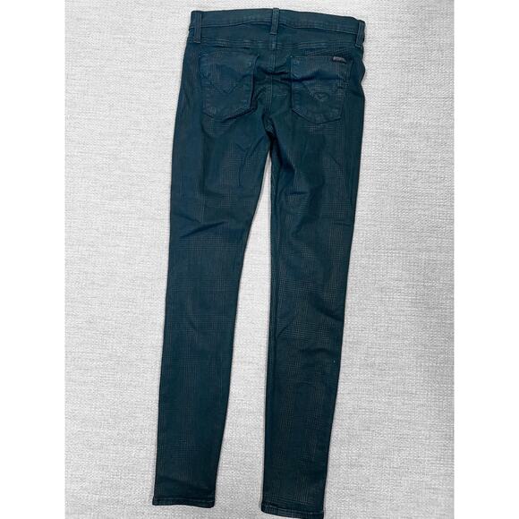 HUDSON Jean Coated Geometric Print Dark Green Nico Super Skinny Denim Midrise 26 - Picture 3 of 16